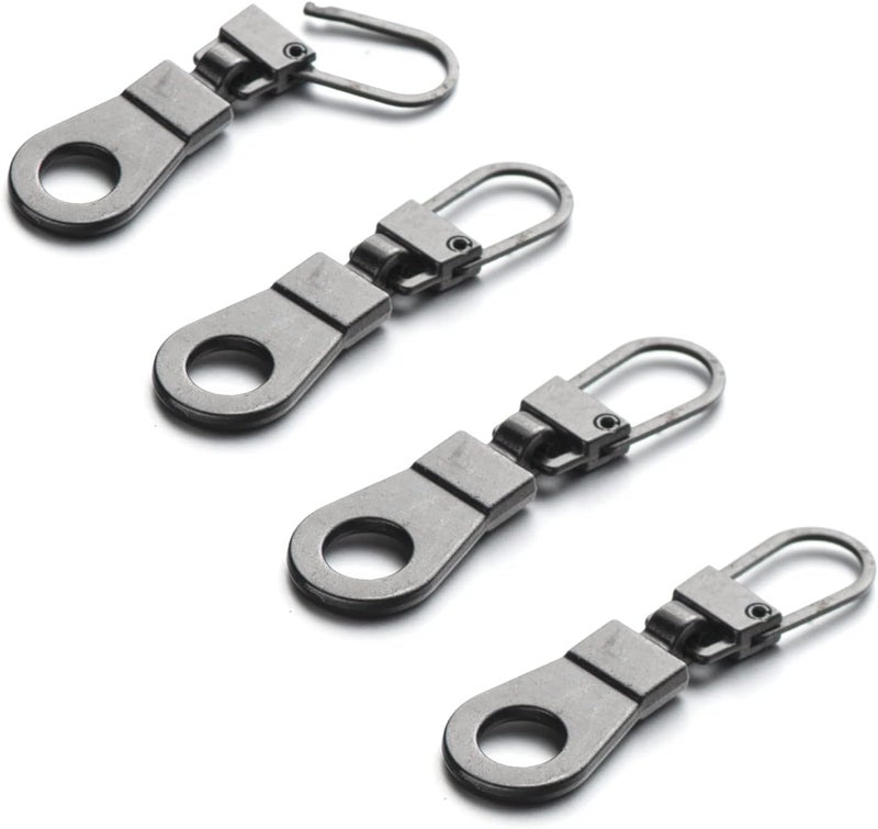 Mizeer Zipper Pull Replacement for Small Holes Zipper, Detachable Zipper Tab Repair for Clothing Jackets Boots Purse 4pcs GunBlack - Image 1